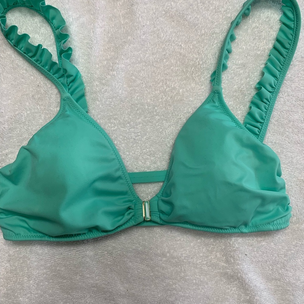 Victoria's Secret Teal Ruffled Bikini Top